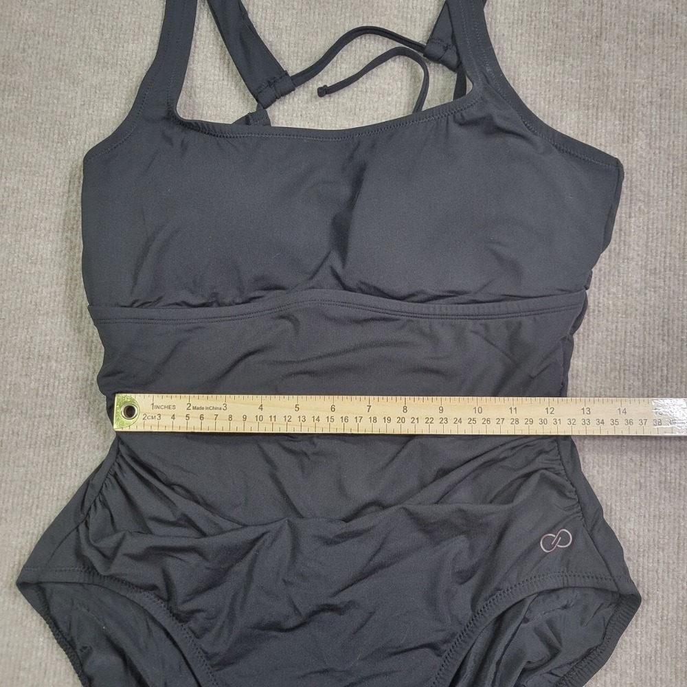 Calia by Carrie Underwood One Piece Swimsuit Womens 16 Black Ruched‎ Sleeveless - Picture 5 of 9